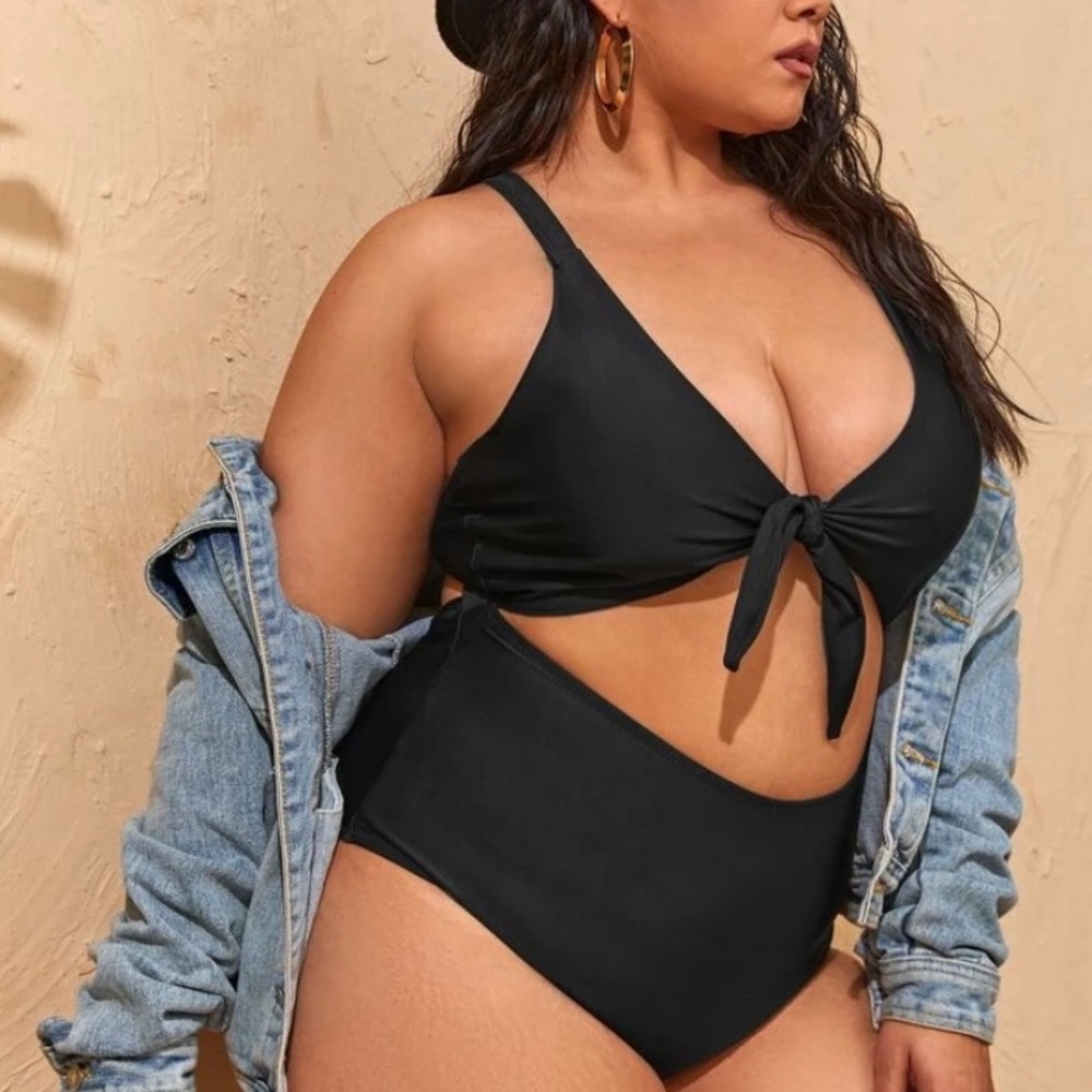 Black one piece bathing suit
